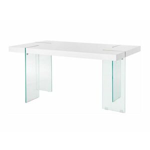 Asztal Denton 637, Fehér, 75x90x160cm, Közepes sűrűségű farostlemez, Üveg kép