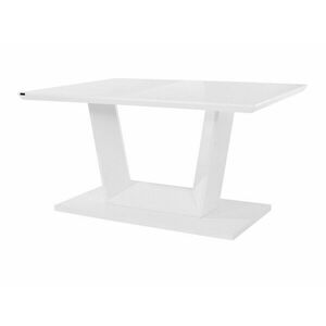 Asztal Denton 743, Fényes fehér, 78x90x160cm, Közepes sűrűségű farostlemez kép