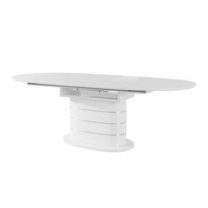 Asztal Denton 767, Fényes fehér, 76x90x160cm, Hosszabbíthatóság, Közepes sűrűségű farostlemez kép