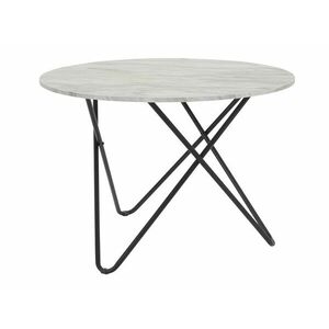 Asztal Denton 812, Fehér márvány, Fekete, 75cm, Közepes sűrűségű farostlemez, Fém kép