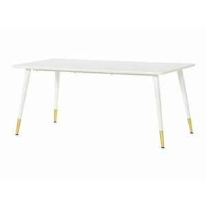 Asztal Charleston 259, Sárgaréz, Fehér, 75x90x180cm, Közepes sűrűségű farostlemez, Fém kép