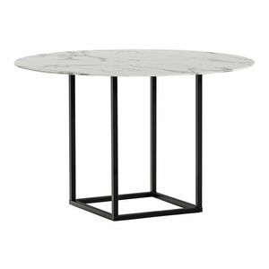 Asztal Flint 169, Fekete, Fehér márvány, 75cm, Üveg, Fém kép