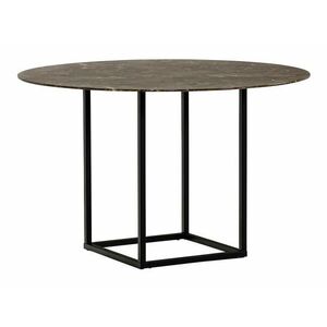 Asztal Flint 169, Barna márvány, Fekete, 75cm, Üveg, Fém kép