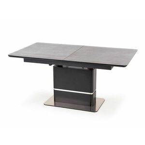 Asztal Houston 1299, Fényes fekete, Fekete, Sötétszürke, 75x90x160cm, Hosszabbíthatóság, Edzett üveg, Közepes sűrűségű farostlemez, Közepes sűrűségű farostlemez, Fém kép