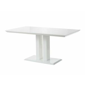 Asztal Denton 873, Fehér, Fényes fehér, 76x90x160cm, Közepes sűrűségű farostlemez kép