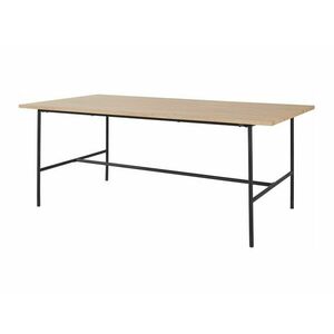 Asztal Denton 910, Tölgy, Fekete, 77x84x200cm, Laminált forgácslap, Fém kép