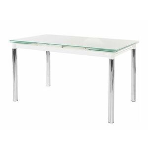 Asztal Denton 938, Fehér, 76x80x140cm, Hosszabbíthatóság, Edzett üveg, Fém kép