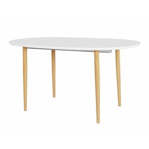 Asztal Denton 975, Tölgy, Fehér, 76x90x160cm, Hosszabbíthatóság, Közepes sűrűségű farostlemez kép