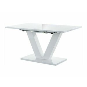 Asztal Denton 976, Fényes fehér, 75x90x140cm, Hosszabbíthatóság, Közepes sűrűségű farostlemez kép