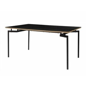 Asztal Denton 1004, Világosbarna, Fekete, 76x90x160cm, Közepes sűrűségű farostlemez, Fém kép
