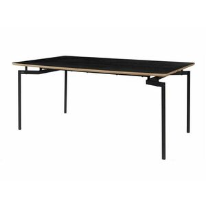 Asztal Denton 1004, Fekete, Világosbarna, 76x90x180cm, Közepes sűrűségű farostlemez, Fém kép