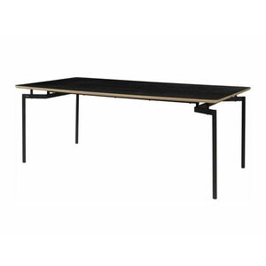 Asztal Denton 1006, Fekete, Világosbarna, 76x100x200cm, Közepes sűrűségű farostlemez, Fém kép