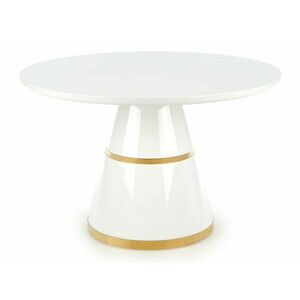 Asztal Houston 1350, Fényes fehér, Aranysárga, 76cm, Közepes sűrűségű farostlemez, Fém kép