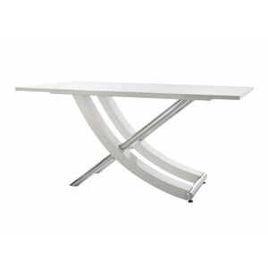 Asztal Denton 1087, Fényes fehér, Fehér, 76x90x160cm, Közepes sűrűségű farostlemez, Közepes sűrűségű farostlemez, Fém kép