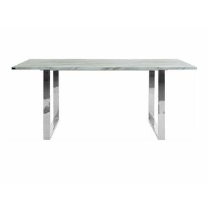 Asztal Denton 1097, Fehér márvány, Ezüst, 76x100x200cm, Közepes sűrűségű farostlemez, Fém kép