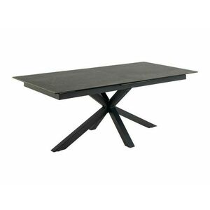 Asztal Oakland 882, Fekete, 76x100x200cm, Hosszabbíthatóság, Kerámia, Edzett üveg, Fém kép