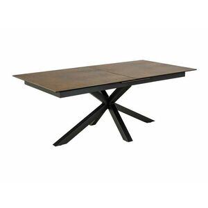 Asztal Oakland 882, Fekete, Barna, 76x100x200cm, Hosszabbíthatóság, Edzett üveg, Kerámia, Fém kép