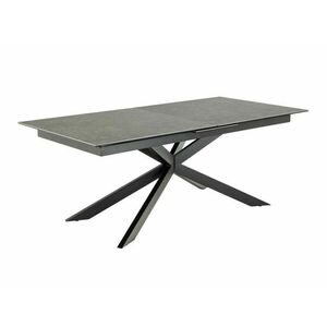 Asztal Oakland 884, Fekete, 76x100x200cm, Hosszabbíthatóság, Edzett üveg, Kerámia, Fém kép
