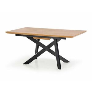 Asztal Houston 347, Fekete, Arany tölgy, 76x90x160cm, Hosszabbíthatóság, Közepes sűrűségű farostlemez, Fém kép