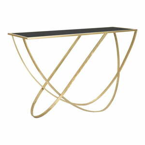 Fekete-aranyszínű konzolasztal üveg asztallappal 40x120 cm Ring – Mauro Ferretti kép