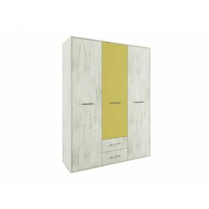 Gardróbszekrény Portland AA100, Sárga, Fehérített tölgy, 201x150x52.5cm, Szekrényajtók: Pántos kép