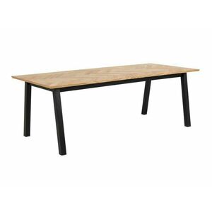 Asztal Oakland 388, Tölgy, Fekete, 75x95x220cm, Hosszabbíthatóság, Laminált forgácslap, Természetes fa furnér, Közepes sűrűségű farostlemez kép