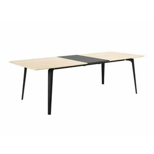 Asztal Oakland 375, Világosbarna, Fekete, 74.8x100x200cm, Hosszabbíthatóság, Közepes sűrűségű farostlemez, Fém kép