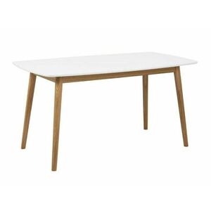 Asztal Oakland D107, Tölgy, Fehér, 75.5x80x150cm, Hosszabbíthatóság, Közepes sűrűségű farostlemez, Természetes fa furnér, Váz anyaga kép