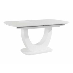 Asztal Tulsa 616, Fényes fehér, 75x90x160cm, Hosszabbíthatóság, Közepes sűrűségű farostlemez kép