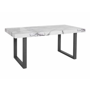 Asztal Tulsa 618, Fehér márvány, Fekete, 76.5x90x180cm, Közepes sűrűségű farostlemez, Fém kép