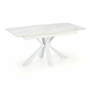 Asztal Houston 1559, Fehér márvány, Fehér, 78x89x160cm, Hosszabbíthatóság, Közepes sűrűségű farostlemez, Fém kép
