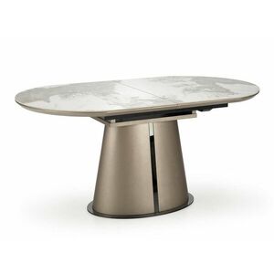 Asztal Houston 1576, Barna márvány, Beige, Fekete, 76x90x160cm, Hosszabbíthatóság, Közepes sűrűségű farostlemez, Kerámia, Fém kép