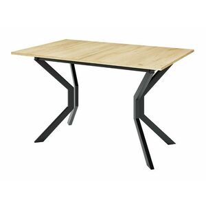 Asztal Edmond 113, Fekete, Kézműves aranytölgy, 77x80x125cm, Hosszabbíthatóság, Laminált forgácslap, Fém kép