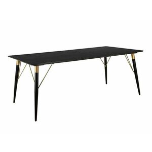 Asztal Denton 1212, Fekete, Aranysárga, 76x90x160cm, Közepes sűrűségű farostlemez, Fém kép