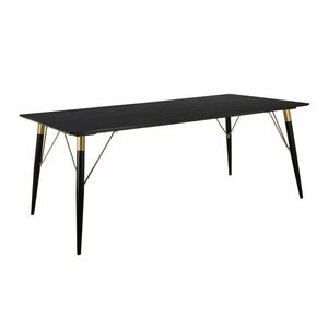 Asztal Denton 1213, Fekete, Aranysárga, 76x100x200cm, Közepes sűrűségű farostlemez, Fém kép
