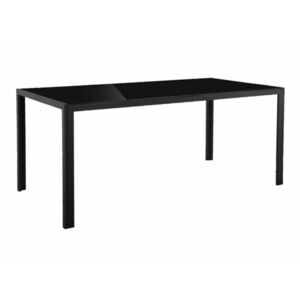 Asztal Denton 1227, Fekete, Fényes fekete, 76x90x180cm, Edzett üveg, Fém kép