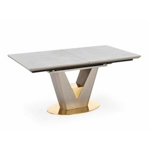 Asztal Houston 1625, Arany, Szürke, Szürke márvány, 76x90x160cm, Hosszabbíthatóság, Kerámia, Közepes sűrűségű farostlemez, Fém kép
