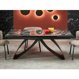 Asztal Houston 1663, Fekete márvány, Fekete, 75x90x180cm, Hosszabbíthatóság, Kő, Fém kép