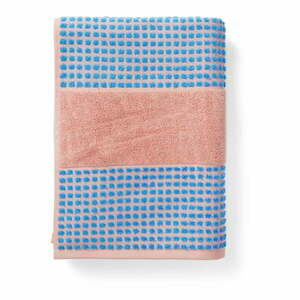 Kék-rózsaszín frottír bio pamut fürdőlepedő 70x140 cm Check – JUNA kép