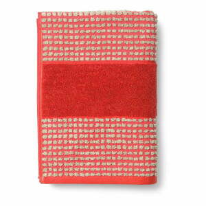 Piros frottír bio pamut fürdőlepedő 70x140 cm Check – JUNA kép