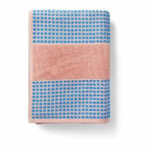 Kék-rózsaszín frottír bio pamut törölköző 50x100 cm Check – JUNA kép