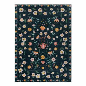 Sötétkék mosható szőnyeg 170x240 cm MATCH NORDIC FLORAL – Flair Rugs kép