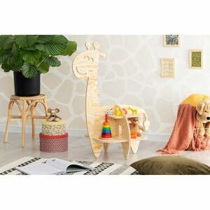 Természetes színű gyerek könyvespolc borovi fenyő dekorral 90x60 cm Giraffe - Adeko kép