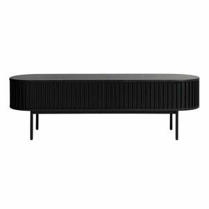 Fekete TV-állvány tölgyfa dekorral 48x160 cm Siena – Unique Furniture kép