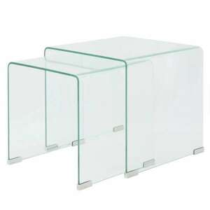 vidaXL Két részes egymásba rakható asztal szett edzett üvegből kép
