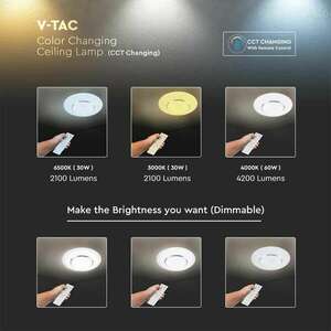 V-TAC 60W csillagos mennyezeti LED lámpa, változtatható színhőmér... kép