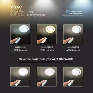 V-TAC 60W csillagos, mennyezeti LED lámpa, változtatható szinhőmé... kép
