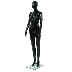 vidaXL fényes fekete, egész alakos női próbababa üvegtalppal 175 cm kép