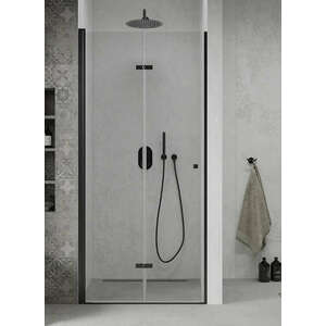 Mexen Lima kétszárnyú zuhanyajtó (befelé nyíló) - fekete profil -... kép