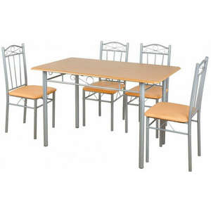 Étkezőasztal szett 4 db kárpitozott székkel bükk BC FUR-102-Beige kép